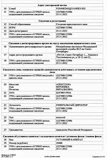 Выписка из ЕГРЮЛ 2